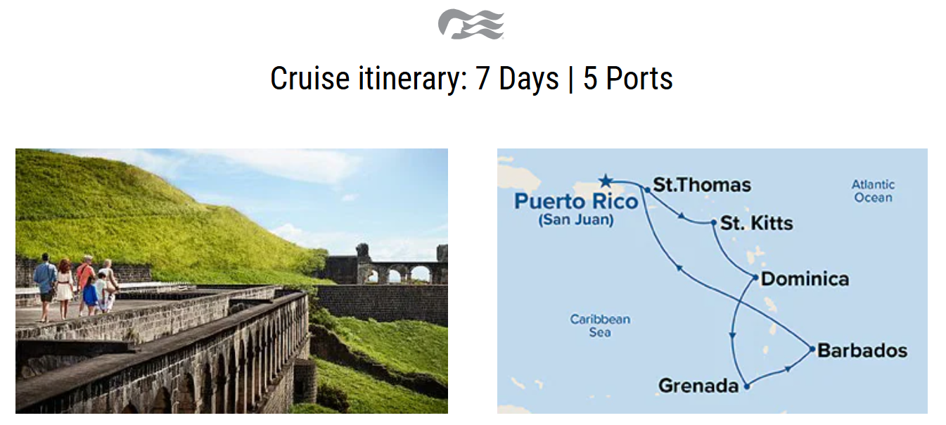 Carte de la croisière sur le Crown Princess du 14 mars 2027